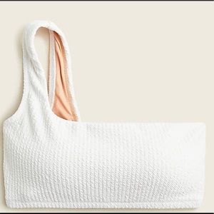 NWT J.Crew White Textured one-shoulder bikini top pairs w/linen pants & skirts